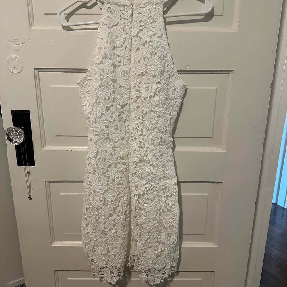 Lulu's Ivory Lace Halter Dress